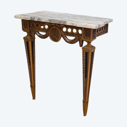 Petite Console d’Applique en Bois Sculpté, style Louis XVI, époque Napoléon III – Milieu XIXe