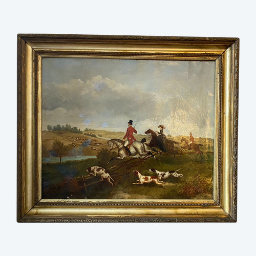 Partie de chasse école Anglaise XIXème siècle