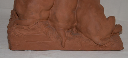 "Tre Cuccioli" in terracotta Firmato Georges Lucien Vacossin Inizio del XX secolo