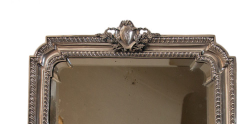 Großer italienischer Tischspiegel aus Sterlingsilber aus dem Jahr 1900