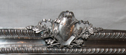 Großer italienischer Tischspiegel aus Sterlingsilber aus dem Jahr 1900