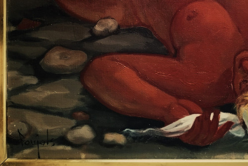 Louis Foujols Gemälde Öl auf Leinwand Liegender Akt 1976