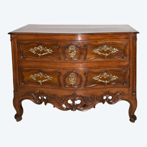 Commode Nimoise  En Noyer Dite Sauteuse époque Louis XV