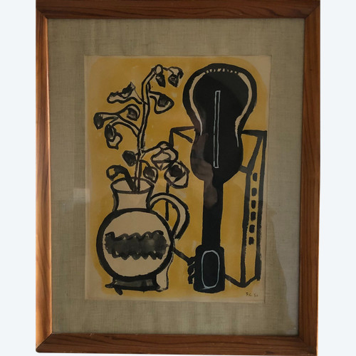 Fernand Leger 1881-1955 Lithograph "Guitar and vase of flowers" 1950