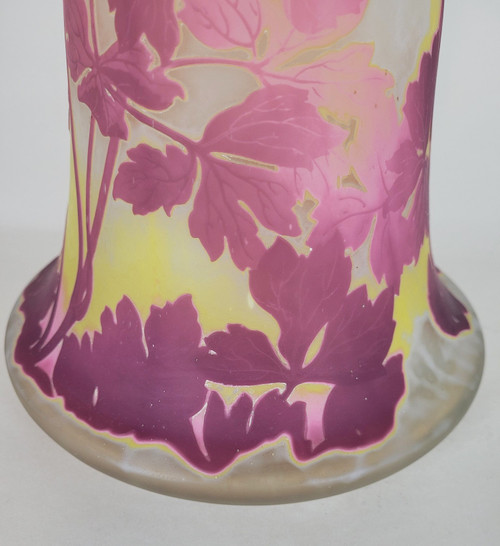 Large Vase With columbines, E Gallé, Art Nouveau