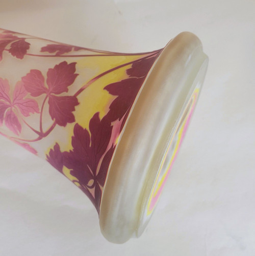 Large Vase With columbines, E Gallé, Art Nouveau