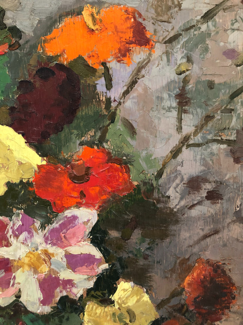 Frederic Deshayes Öl auf Tafel Blumen