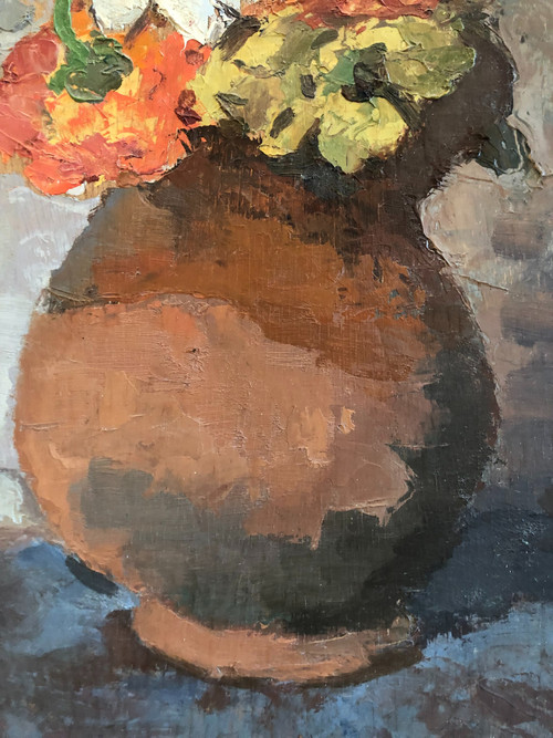 Frederic Deshayes Öl auf Tafel Blumen