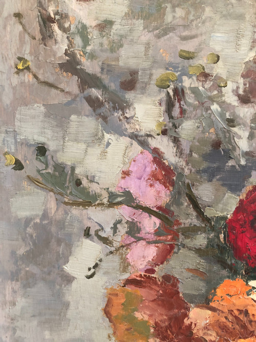 Frederic Deshayes Öl auf Tafel Blumen