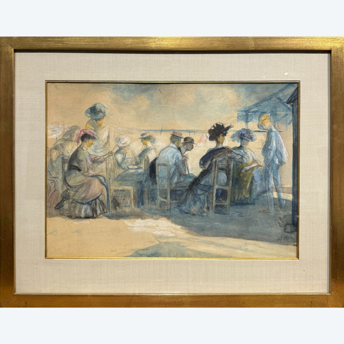 Alméry Lobel-riche (1877-1950) - Scène De Plage, Circa 1910