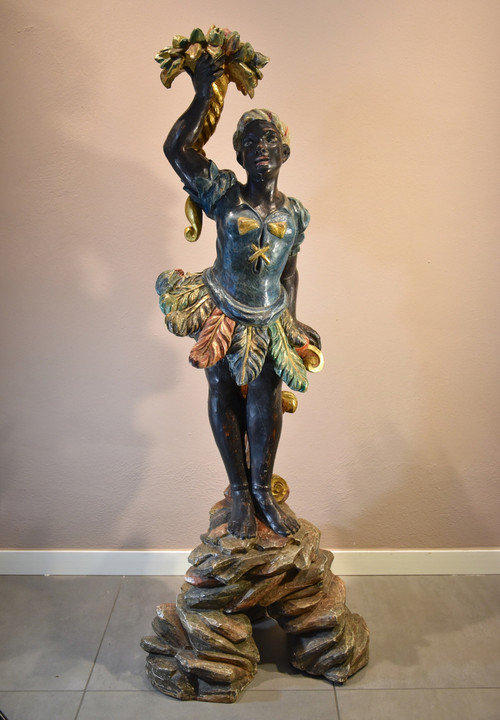 Sculpture Ancienne Maure Vénitien, Venise Début 18e Siècle