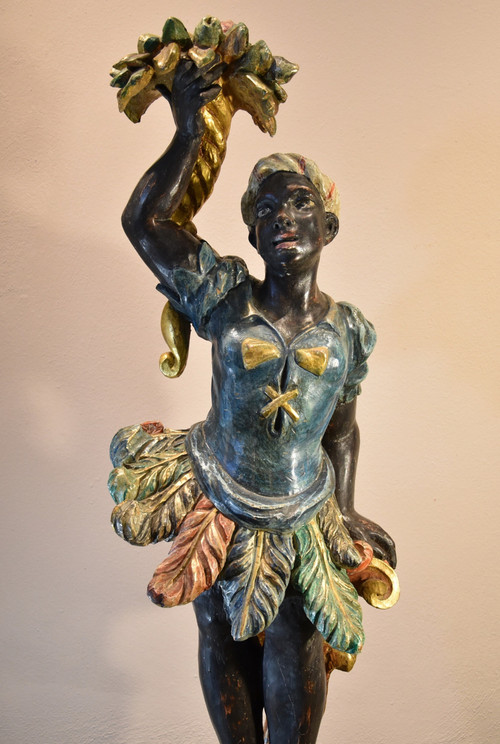 Sculpture Ancienne Maure Vénitien, Venise Début 18e Siècle