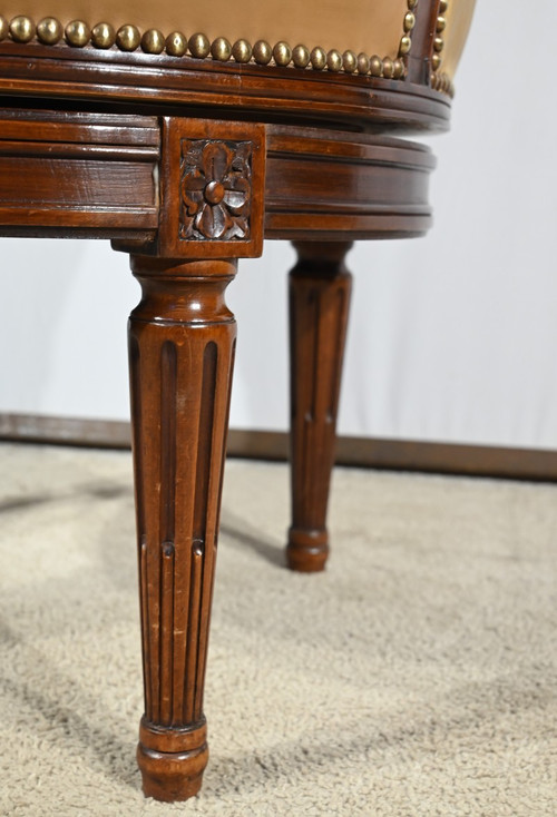 Fauteuil de Bureau Pivotant en Hêtre, style Louis XVI – Fin XIXe