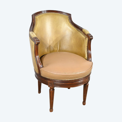 Fauteuil de Bureau Pivotant en Hêtre, style Louis XVI – Fin XIXe