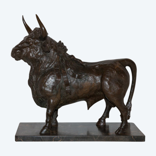 Grande toro da corrida in bronzo proveniente da "Ganaderia" dell'inizio del XX secolo