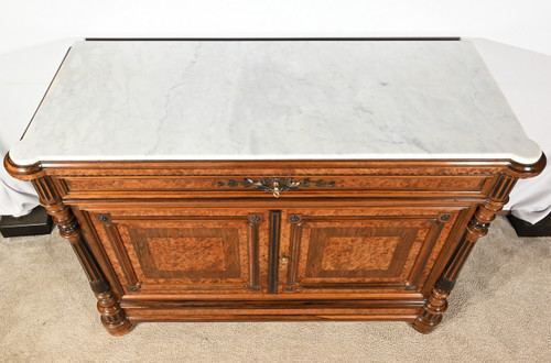 Buffet Commode en Loupe d’Amboine et Palissandre, style Louis XVI – 2ème Partie XIXe