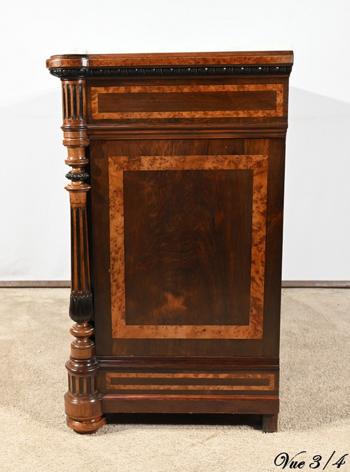 Buffet Commode en Loupe d’Amboine et Palissandre, style Louis XVI – 2ème Partie XIXe