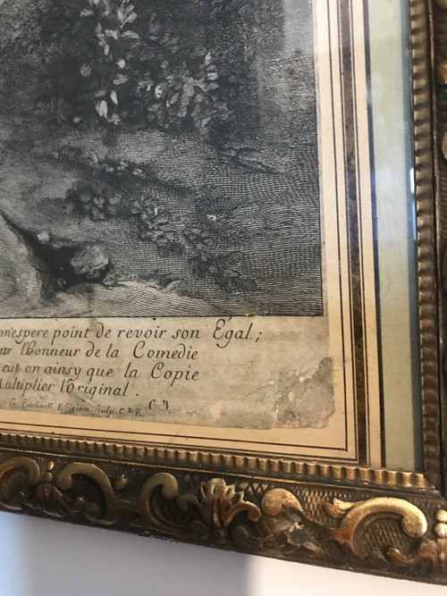 Full-length portrait of the actor Raymond Poisson in the role of Crispin, etching, 17th century
