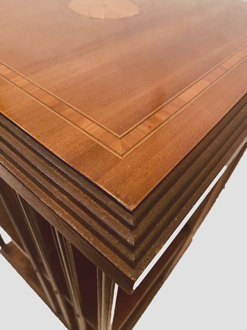 Mahogany revolving bookcase with inlaid top 20th century