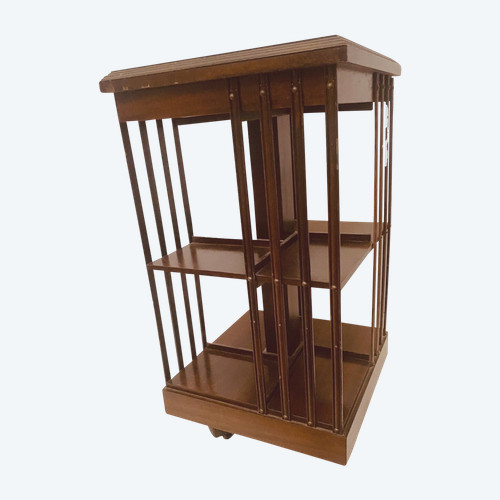 Mahogany revolving bookcase with inlaid top 20th century