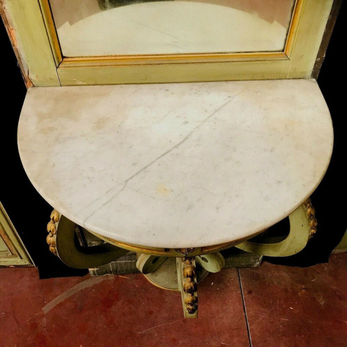Miroir et console de boiserie de style Napoléon III en bois patiné XIX siècle