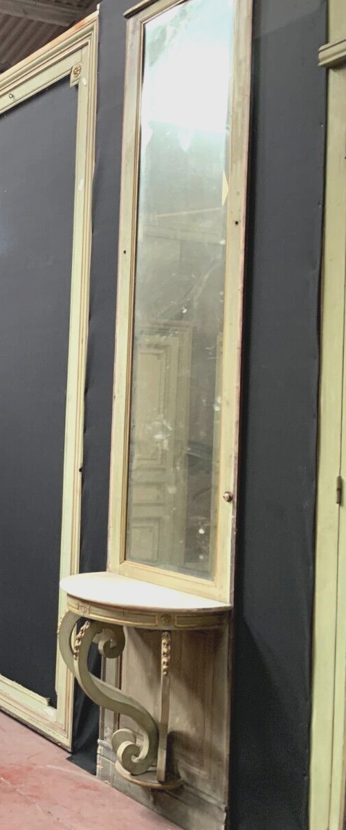 Miroir et console de boiserie de style Napoléon III en bois patiné XIX siècle