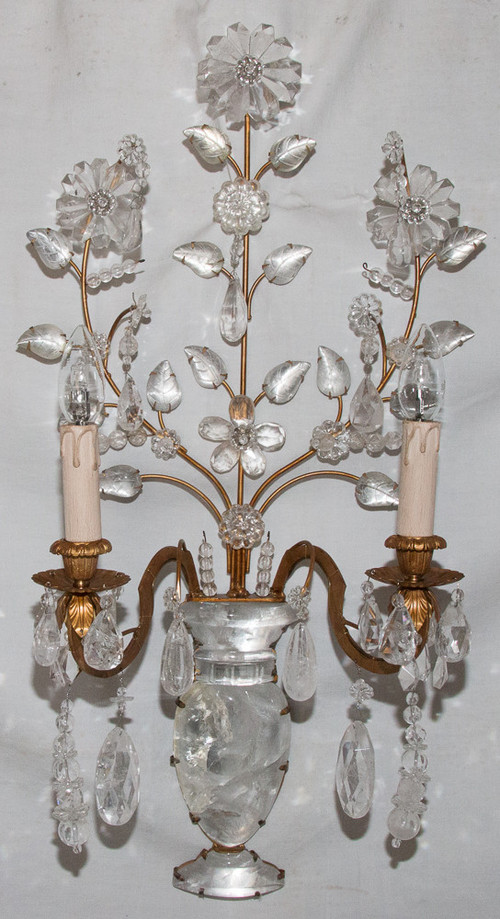 Paire d'Appliques en Cristal de Roche Maison Baguès Circa 1960