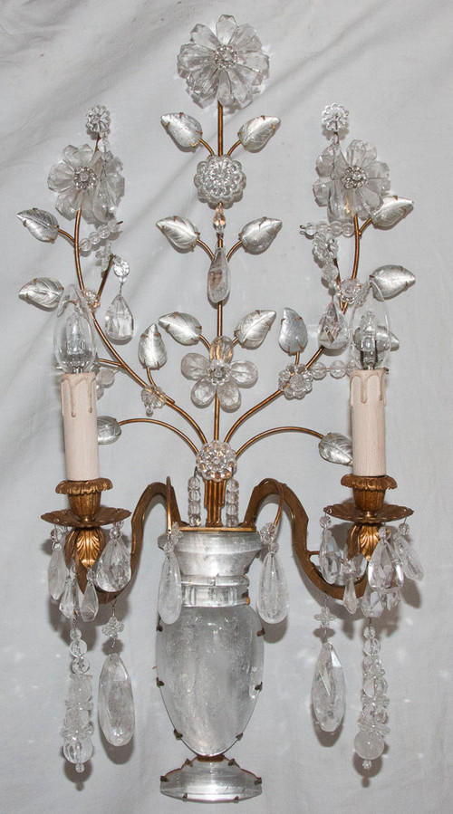 Paire d'Appliques en Cristal de Roche Maison Baguès Circa 1960
