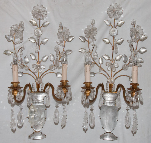 Paire d'Appliques en Cristal de Roche Maison Baguès Circa 1960