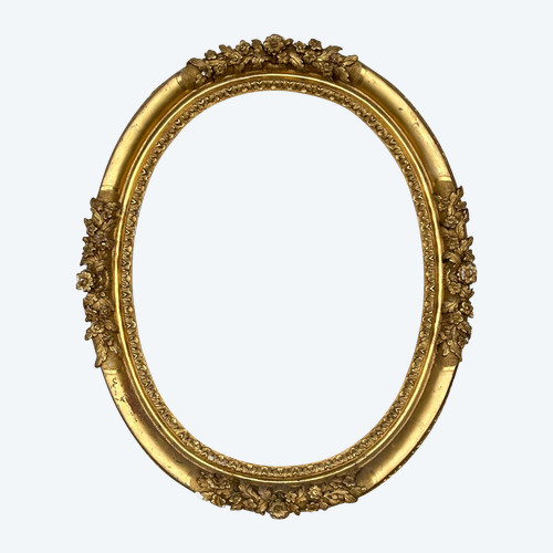 Important Cadre Ovale En Bois Doré D’époque Régence - XVIIIème Siècle 