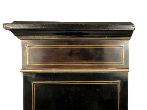 Libreria Napoleone III, legno annerito con intarsi in ottone, avorio e madreperla