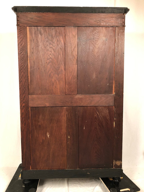 Libreria Napoleone III, legno annerito con intarsi in ottone, avorio e madreperla