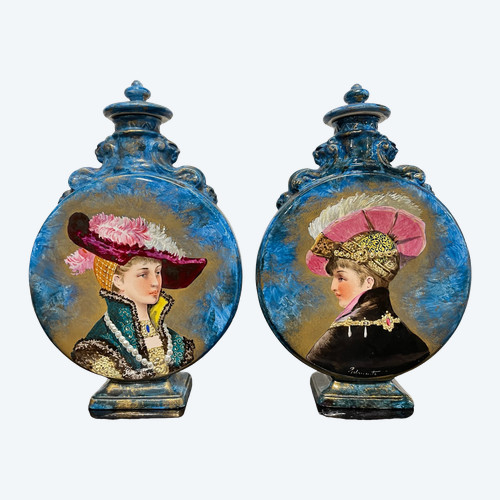 Creil Et Montereau - Paire De Vases Gourdes Fin 19ème