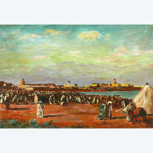 FRENCH school late 19th century, The market in Mazagran (Algeria)