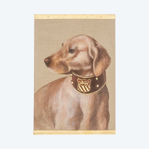 Tela dipinta raffigurante un cane. Opera contemporanea