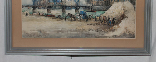 Watercolor "Le Pont Des Arts" Paris, Signed Frank Will 1929