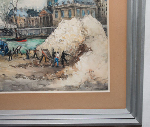 Watercolor "Le Pont Des Arts" Paris, Signed Frank Will 1929
