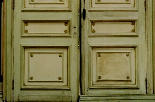Double portes Haussmannienne de passage en bois massif patiné XIX siècle