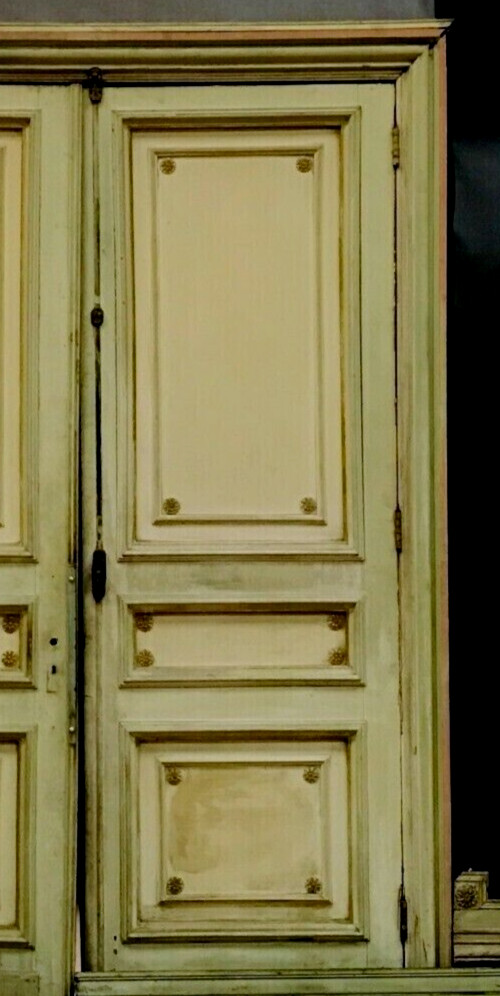 Double portes Haussmannienne de passage en bois massif patiné XIX siècle