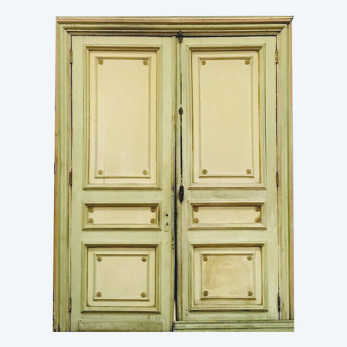 Double Haussmann passage doors in patinated solid wood 19th century