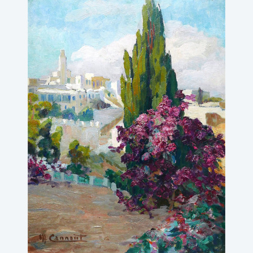 Micheline CANNAUT-UTZ, Paesaggio a Sidi Bou-Saïd in Tunisia