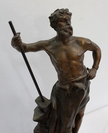 Bronze with Brown and Golden Patina, "Le Travail", by Rousseau - Beginning of the 20th century
