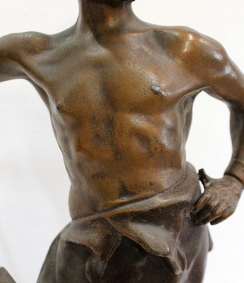 Bronze with Brown and Golden Patina, "Le Travail", by Rousseau - Beginning of the 20th century