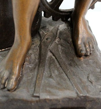 Bronze with Brown and Golden Patina, "Le Travail", by Rousseau - Beginning of the 20th century