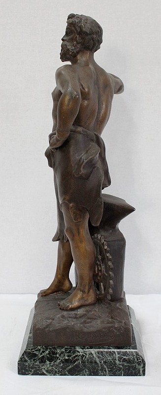 Bronze with Brown and Golden Patina, "Le Travail", by Rousseau - Beginning of the 20th century