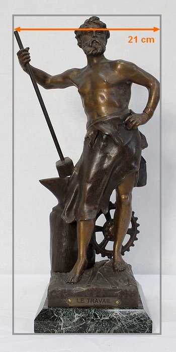 Bronze with Brown and Golden Patina, "Le Travail", by Rousseau - Beginning of the 20th century