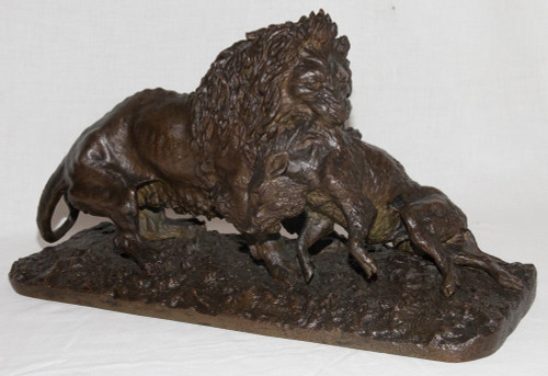 Lion Entraînant Un Sanglier Dated 1836 Christophe Fratin