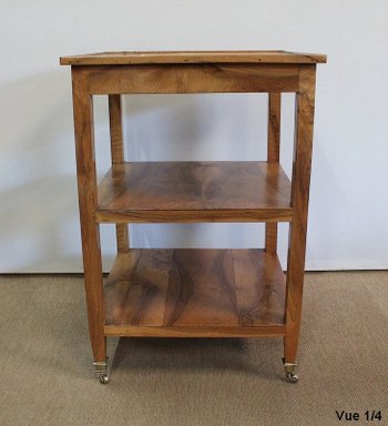  Rolling trolley in blond Walnut, Directoire taste - 1st part of the 19th century