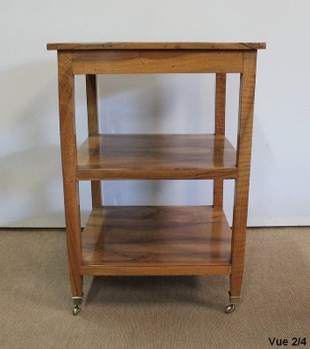  Rolling trolley in blond Walnut, Directoire taste - 1st part of the 19th century