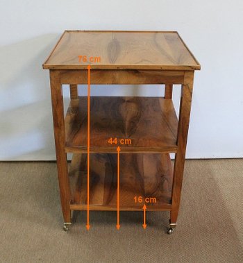  Rolling trolley in blond Walnut, Directoire taste - 1st part of the 19th century